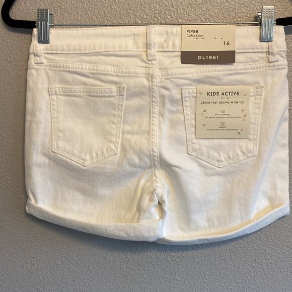 NWT- DL1961- Girls White roll up shorts- Piper cuffed shorts- Size XL girls 16 - Picture 7 of 9